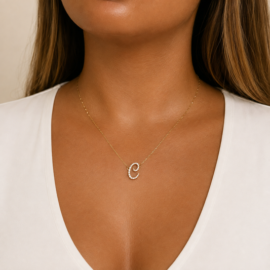 Diamond Cursive Initial Necklace