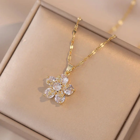 Crystal Petals Spinning Necklace