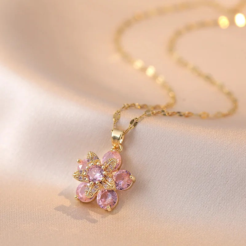 Crystal Petals Spinning Necklace