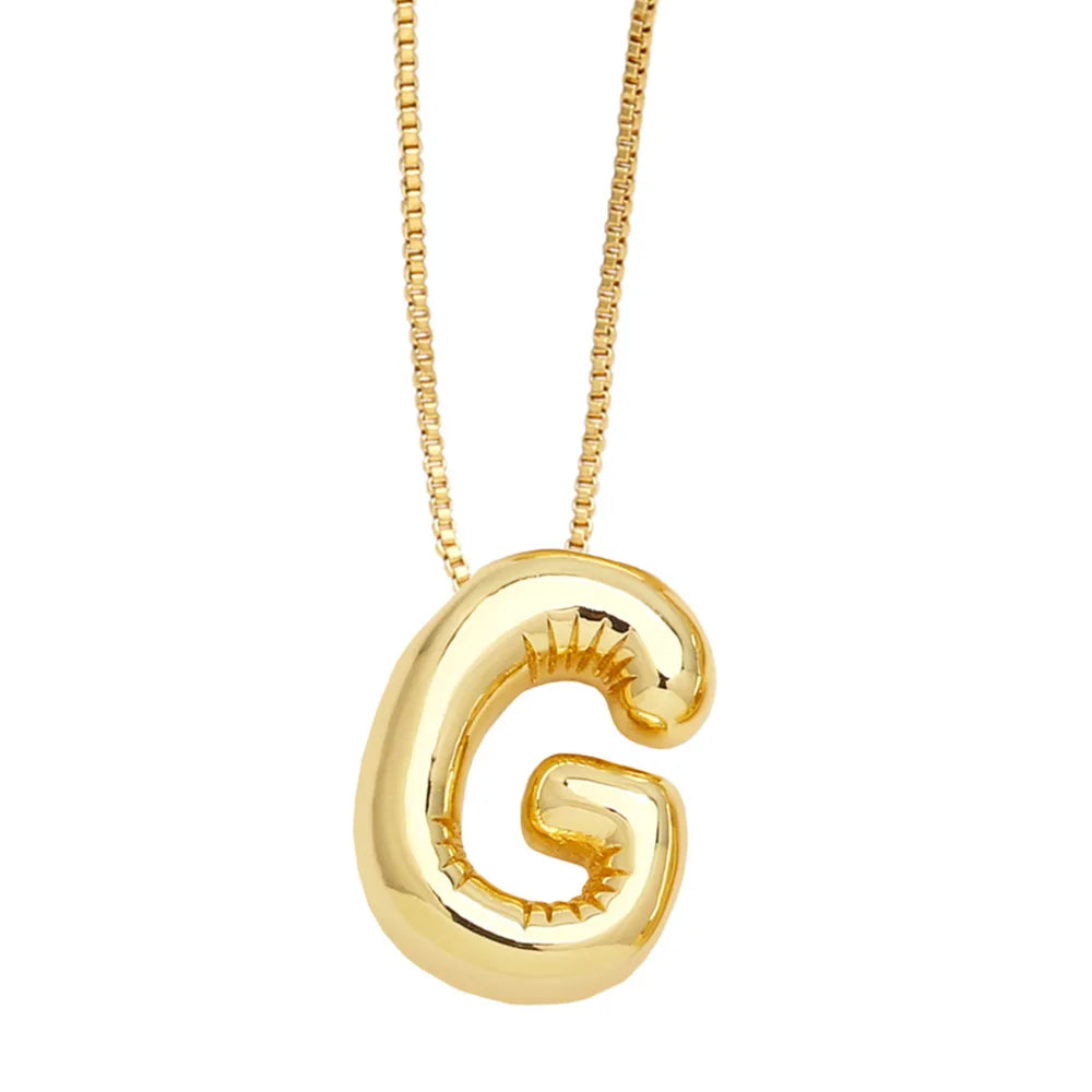 Gold Bubble Initial Necklace