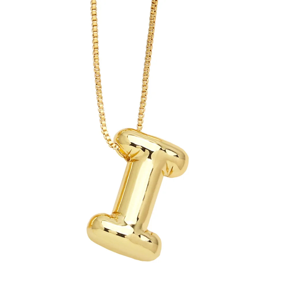 Gold Bubble Initial Necklace