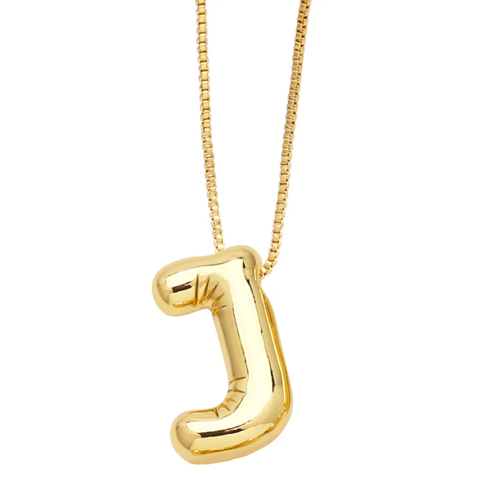 Gold Bubble Initial Necklace