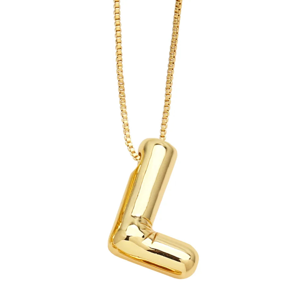Gold Bubble Initial Necklace