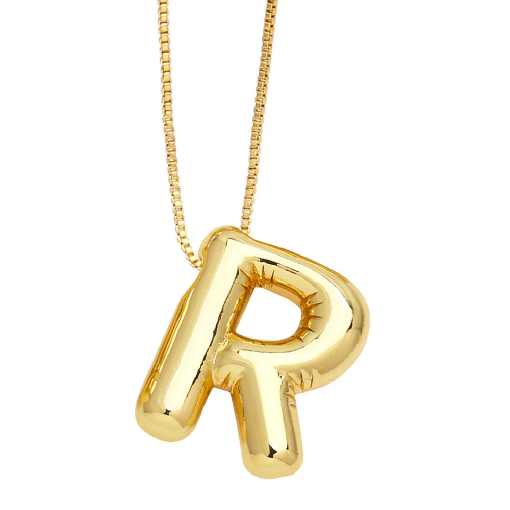 Gold Bubble Initial Necklace