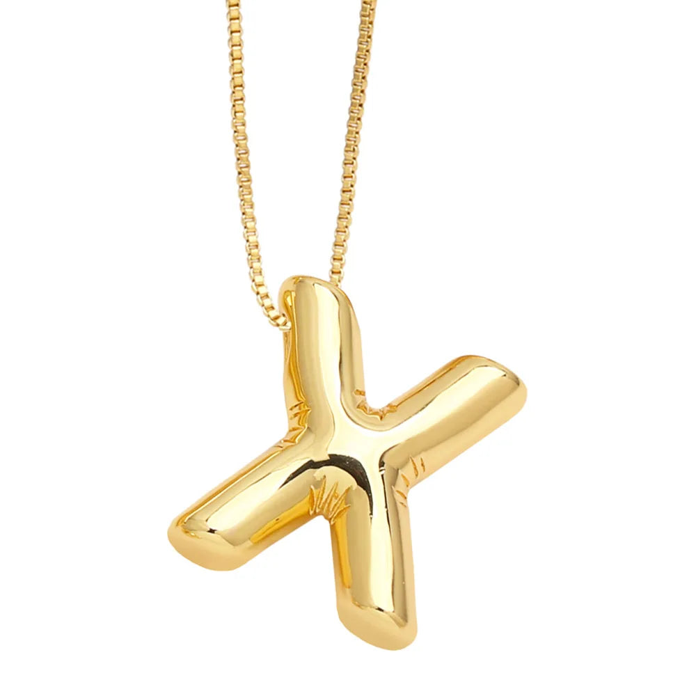 Gold Bubble Initial Necklace