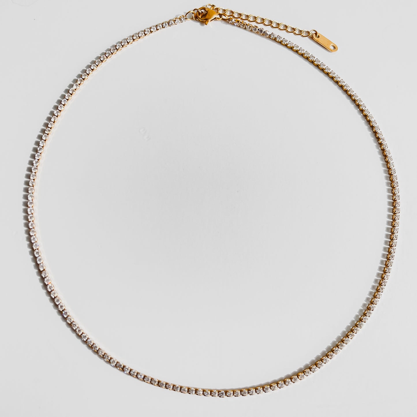 Delicate Diamond Tennis Necklace - Gold