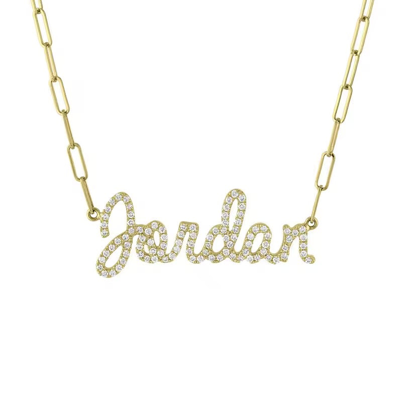 Diamond Cursive Name Necklace - Sterling Silver