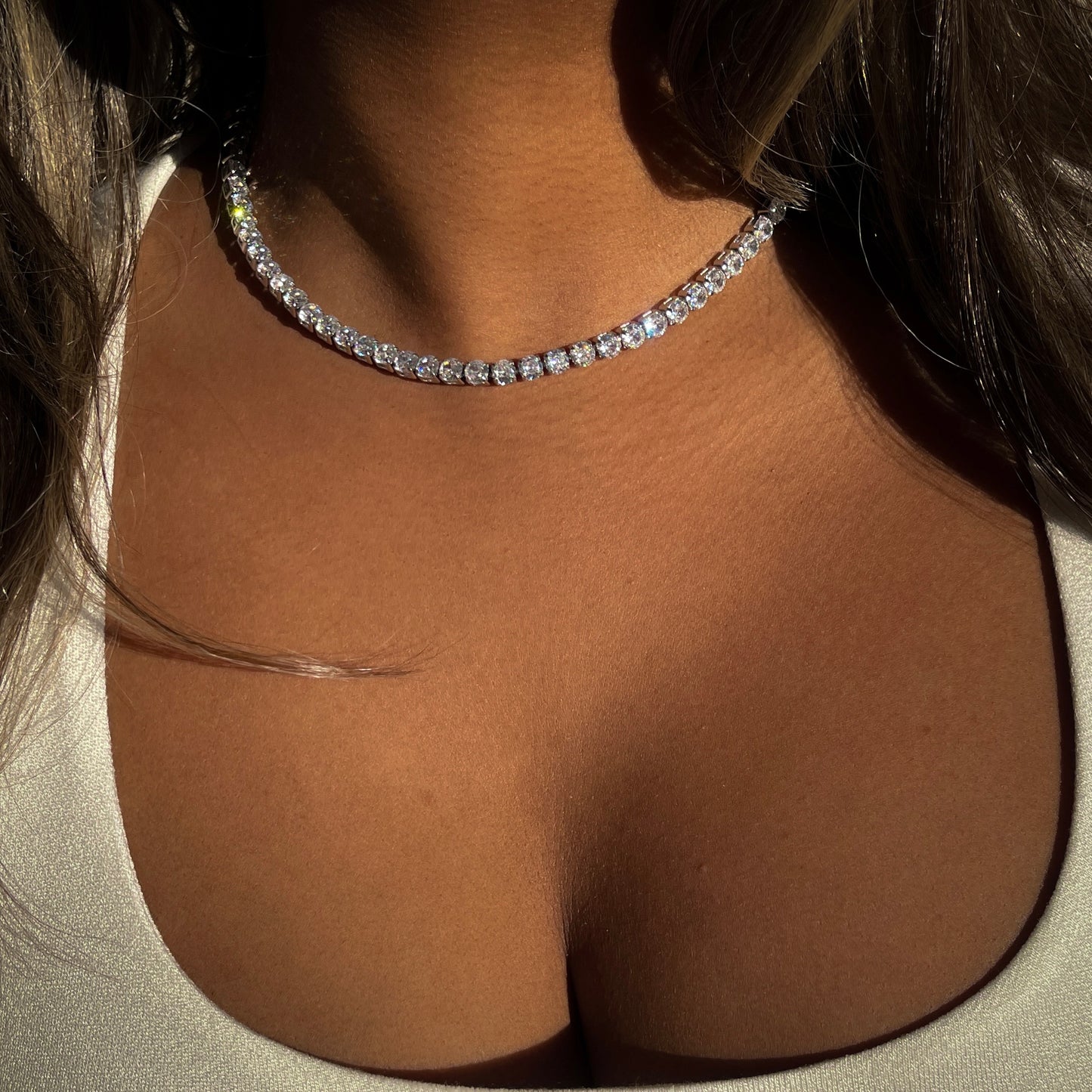 5mm Classic Tennis Necklace - Silver