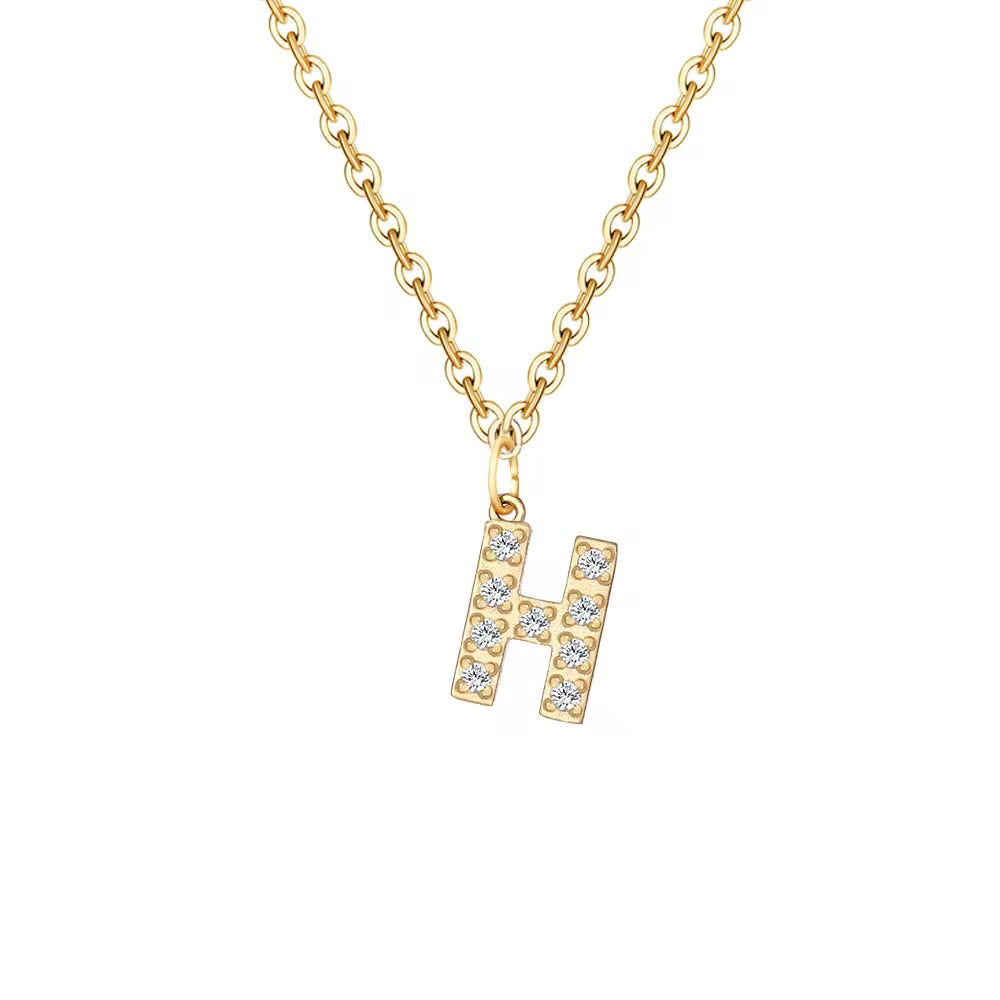 Crystal Initial Charm Necklace
