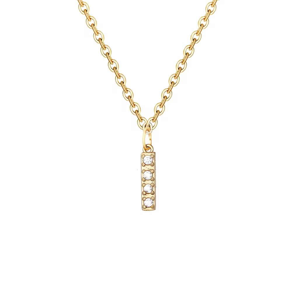 Crystal Initial Charm Necklace