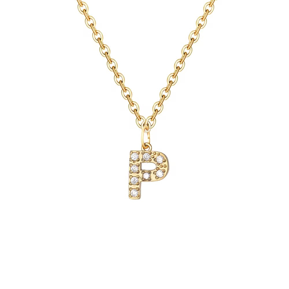 Crystal Initial Charm Necklace
