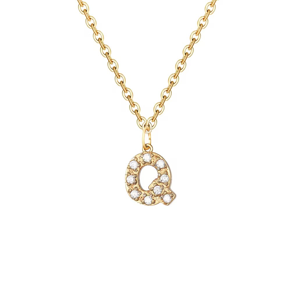 Crystal Initial Charm Necklace