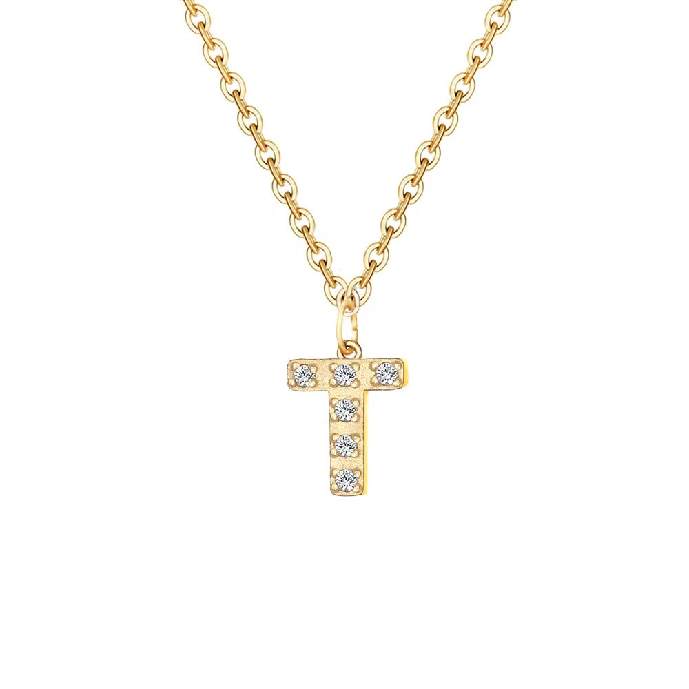 Crystal Initial Charm Necklace