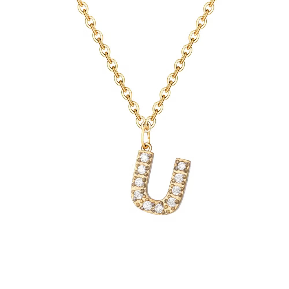 Crystal Initial Charm Necklace