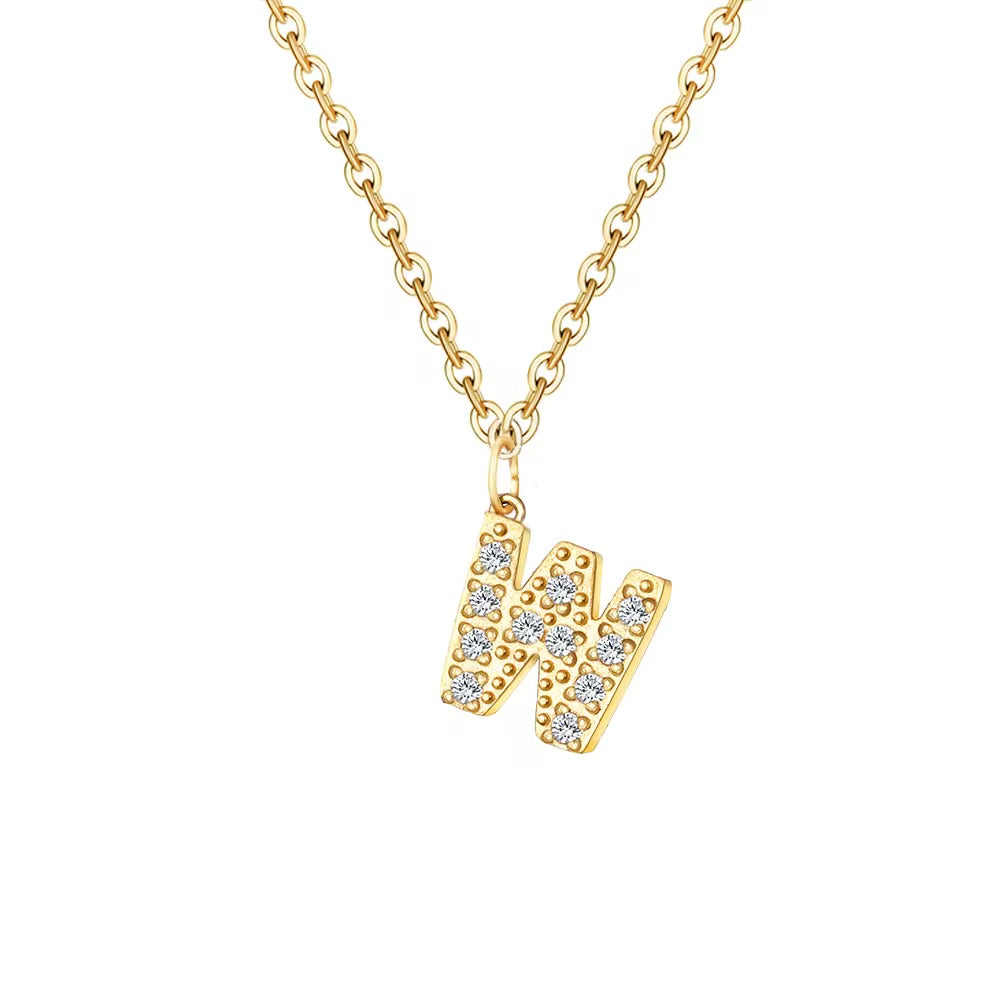 Crystal Initial Charm Necklace