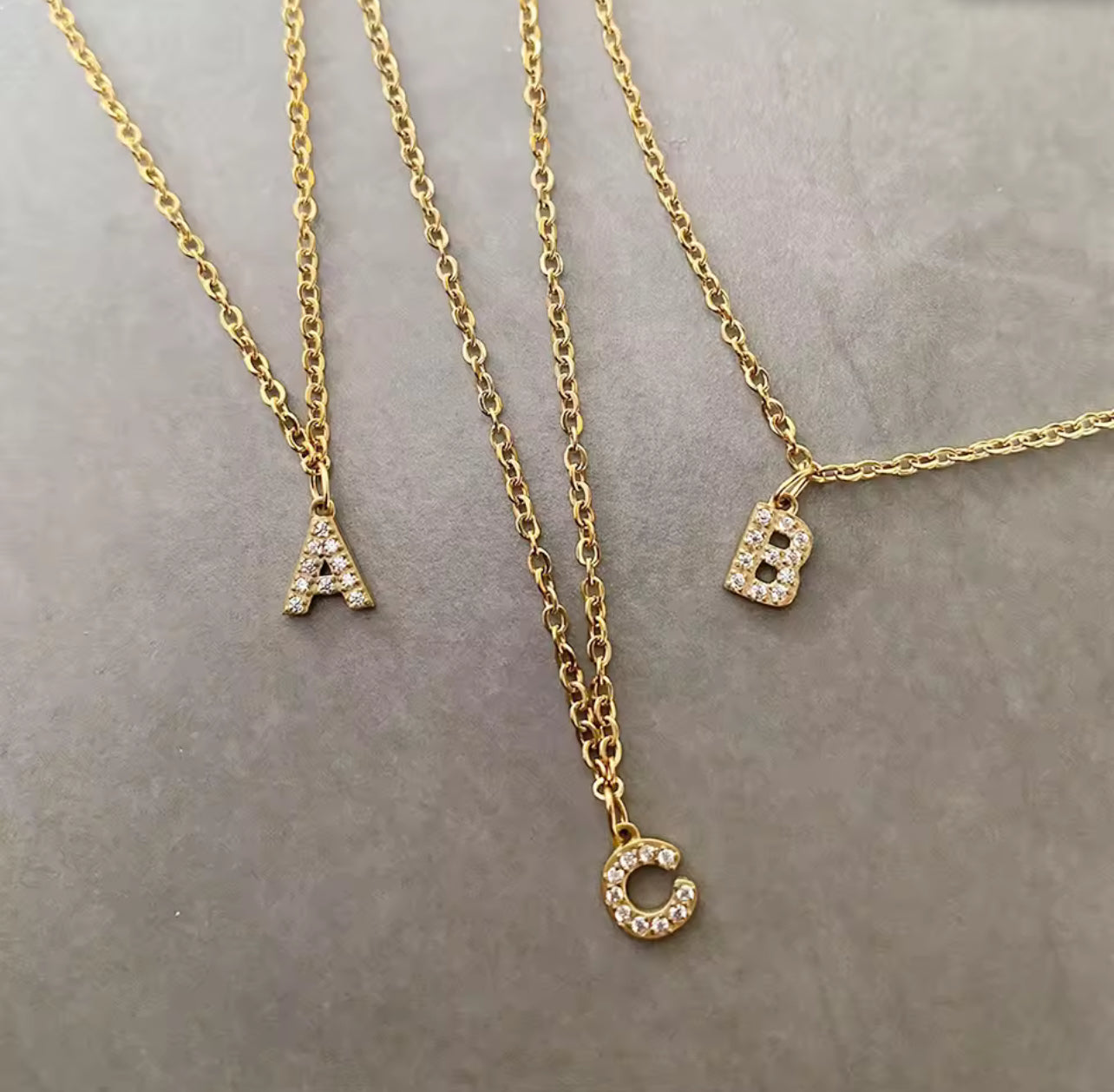Crystal Initial Charm Necklace