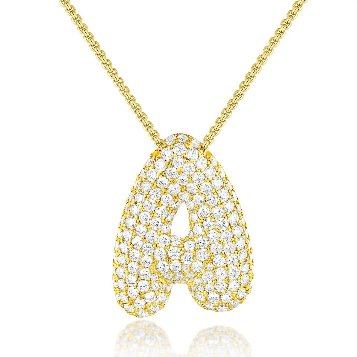 Chunky Diamond Bubble Letter Necklace