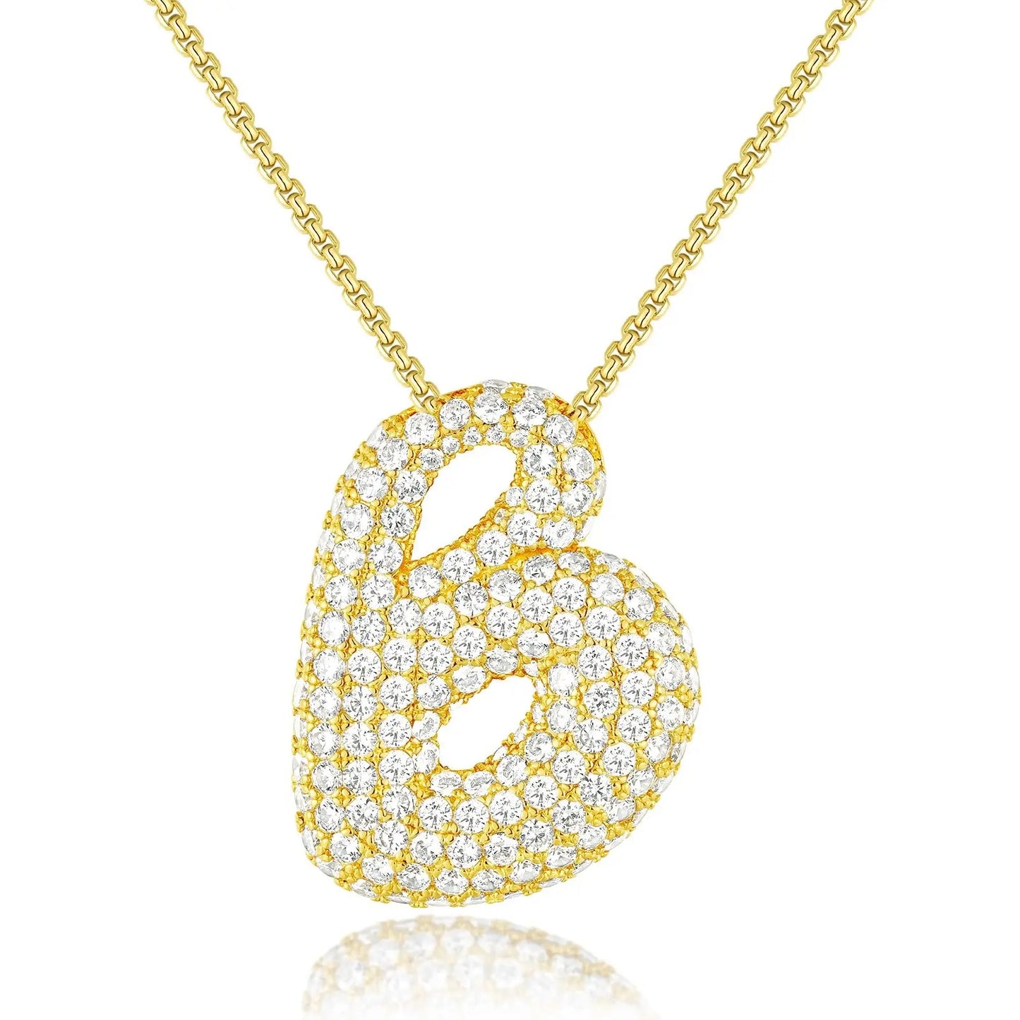 Chunky Diamond Bubble Letter Necklace