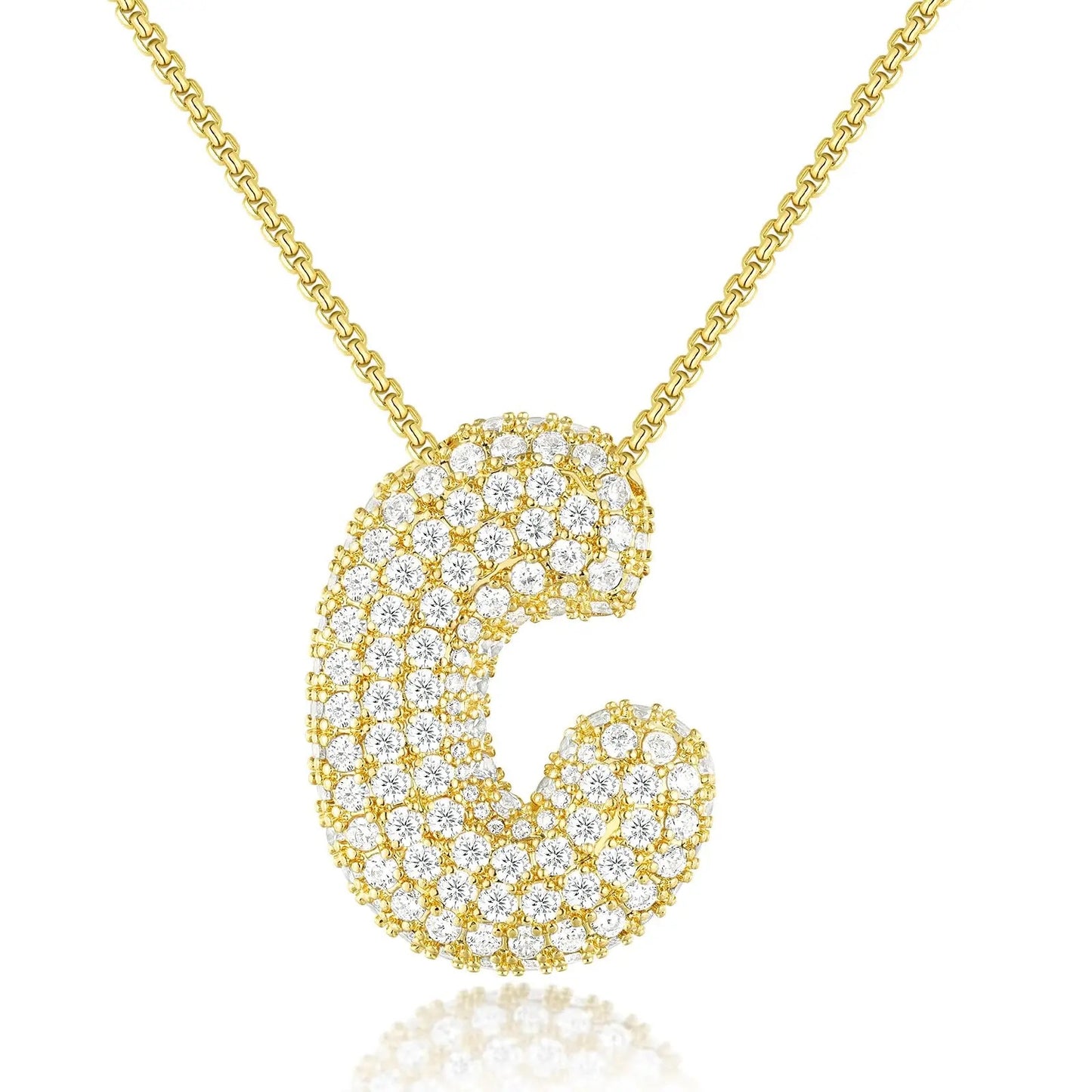 Chunky Diamond Bubble Letter Necklace