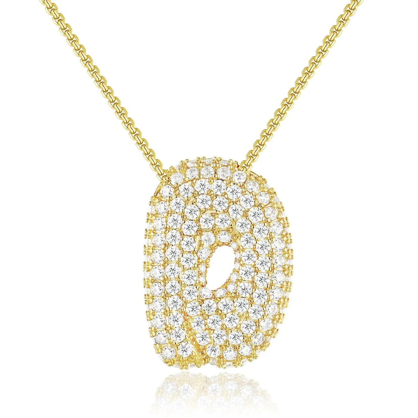 Chunky Diamond Bubble Letter Necklace