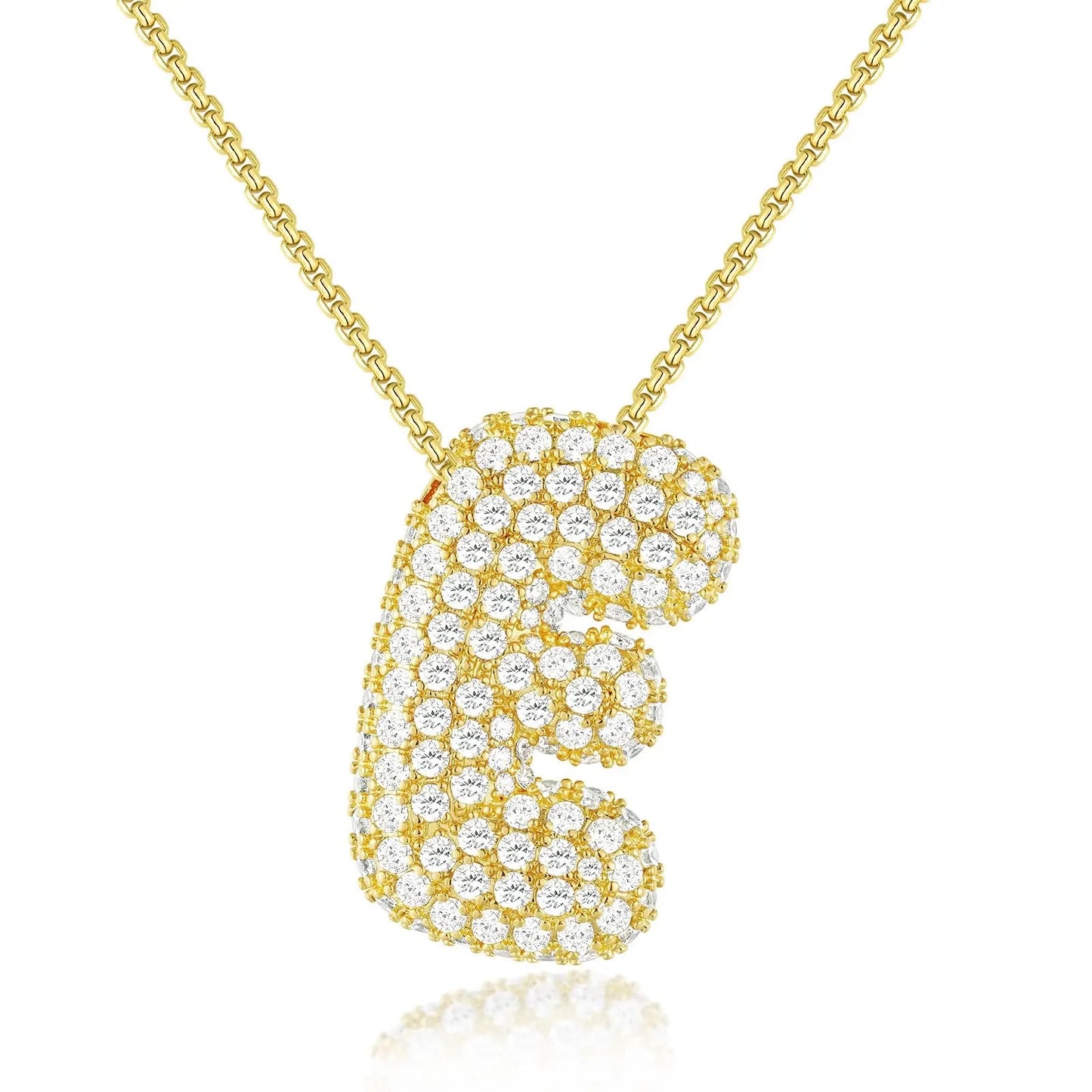 Chunky Diamond Bubble Letter Necklace