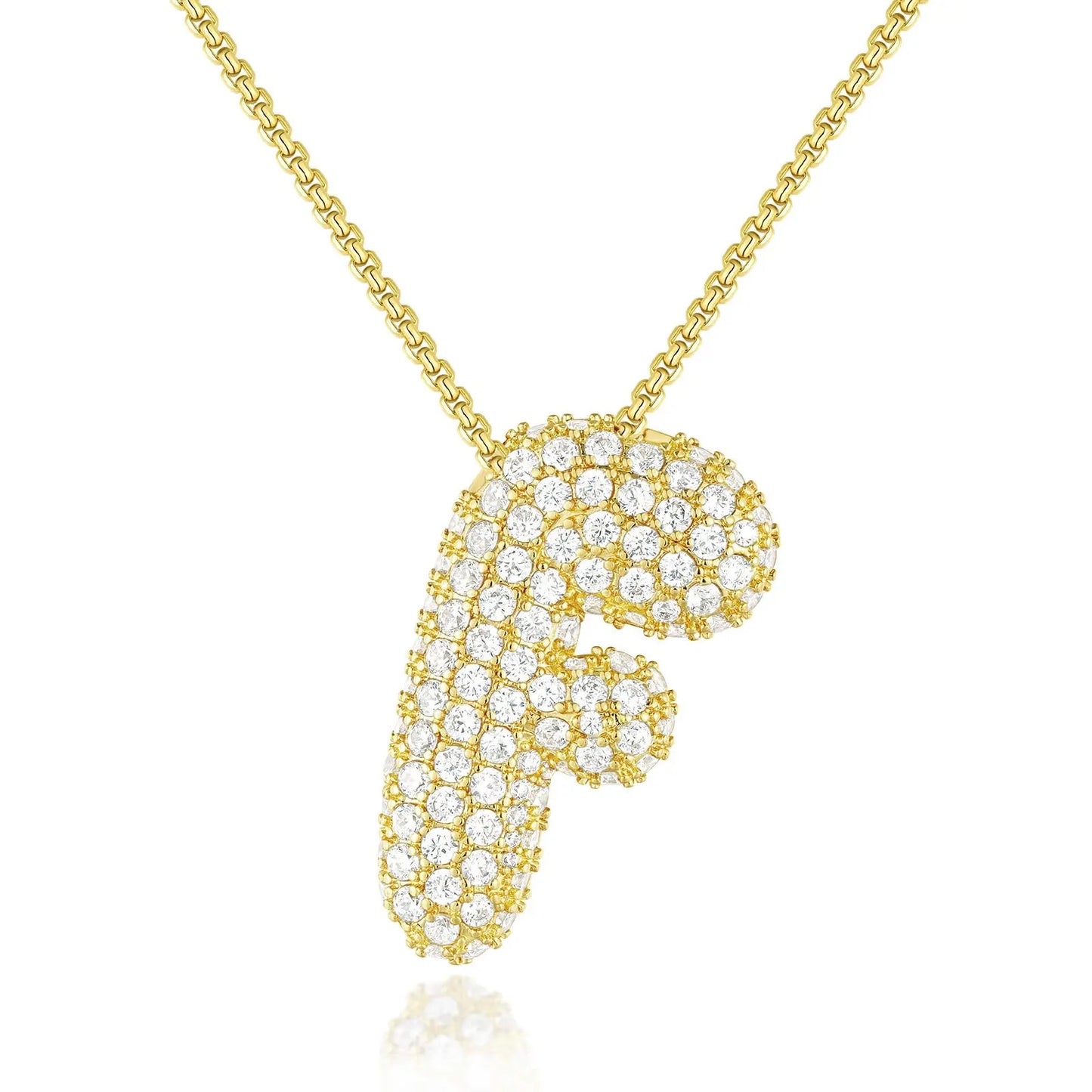 Chunky Diamond Bubble Letter Necklace