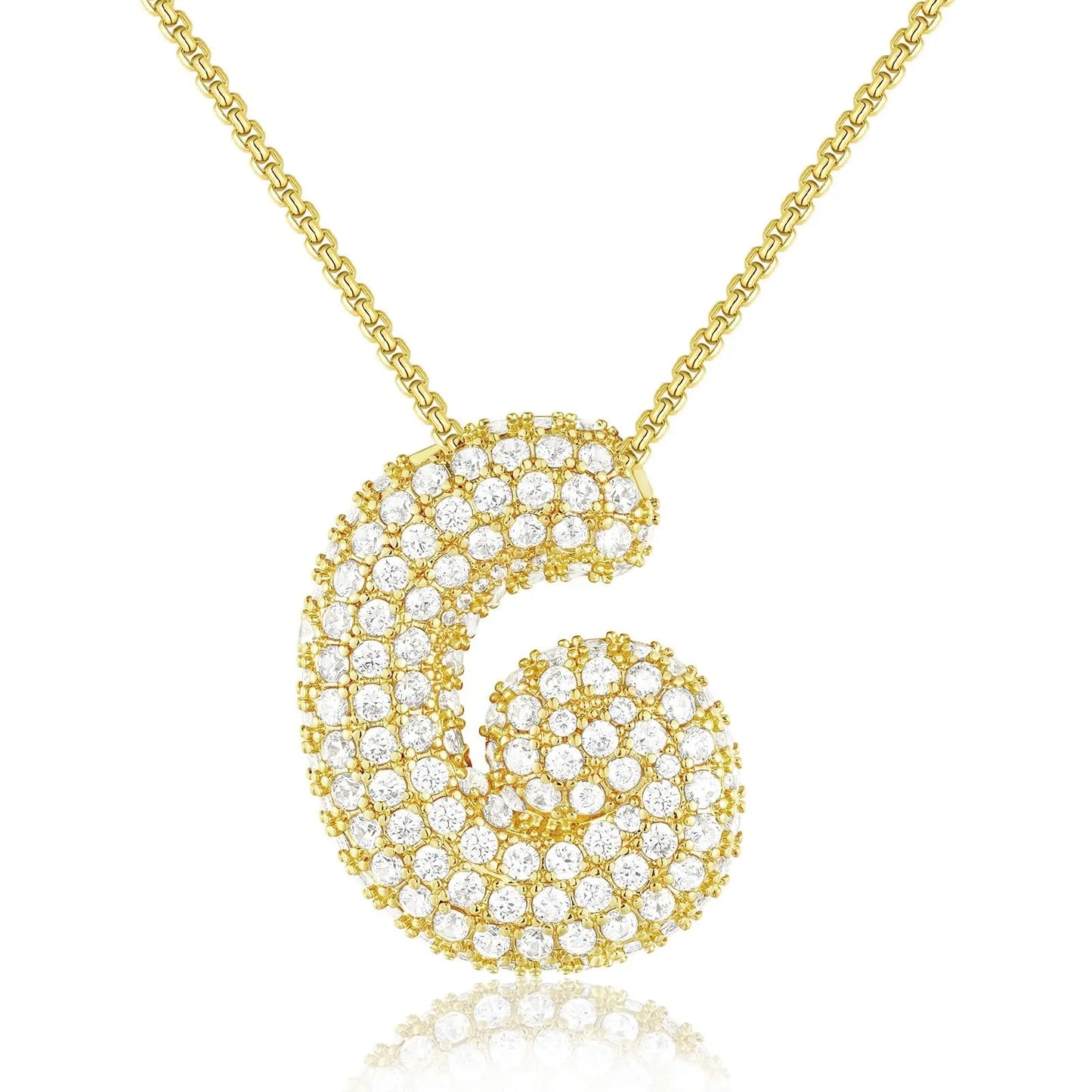 Chunky Diamond Bubble Letter Necklace