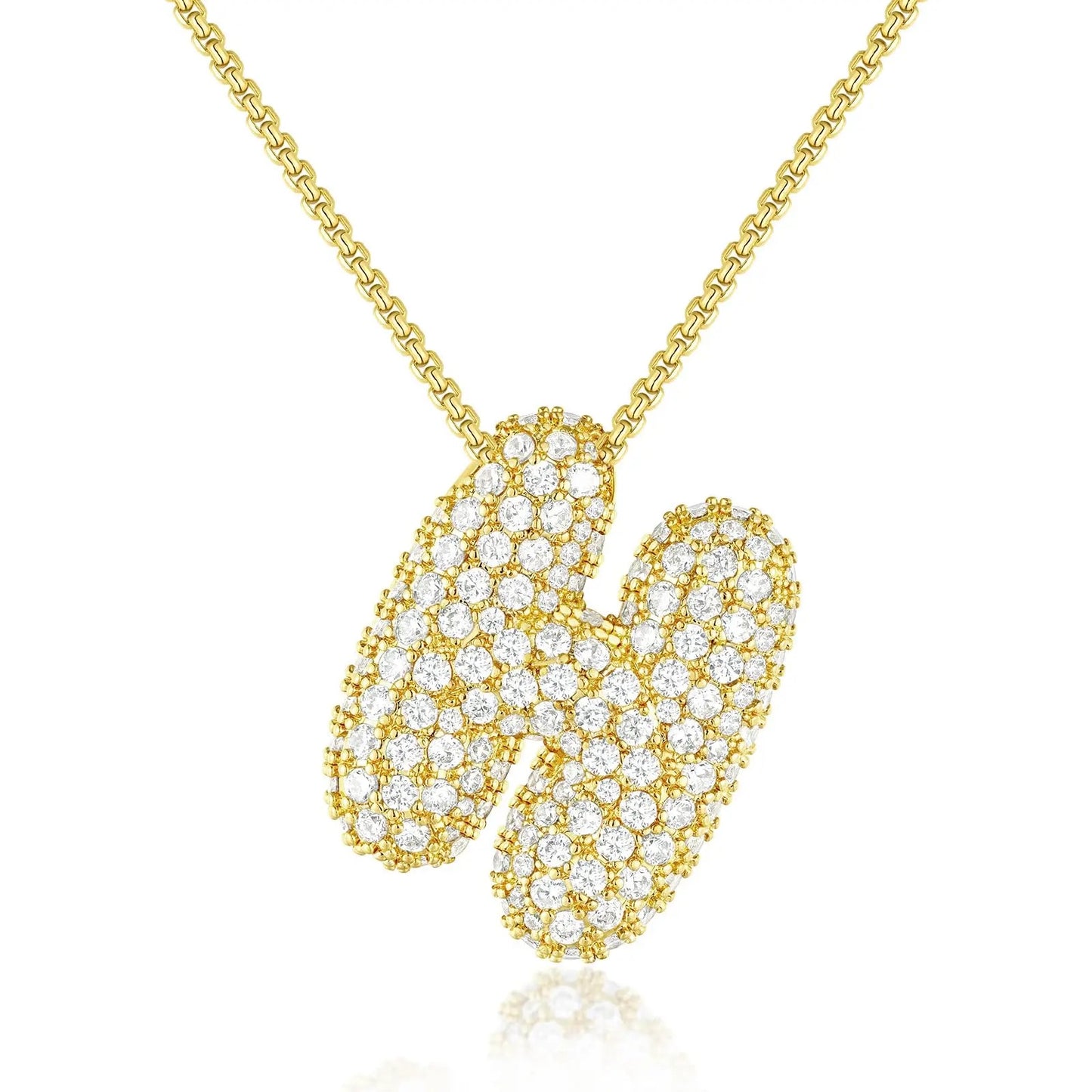 Chunky Diamond Bubble Letter Necklace