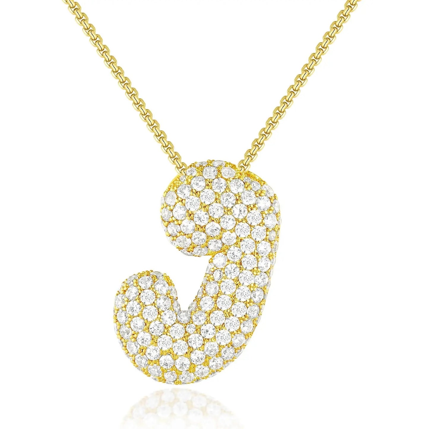 Chunky Diamond Bubble Letter Necklace