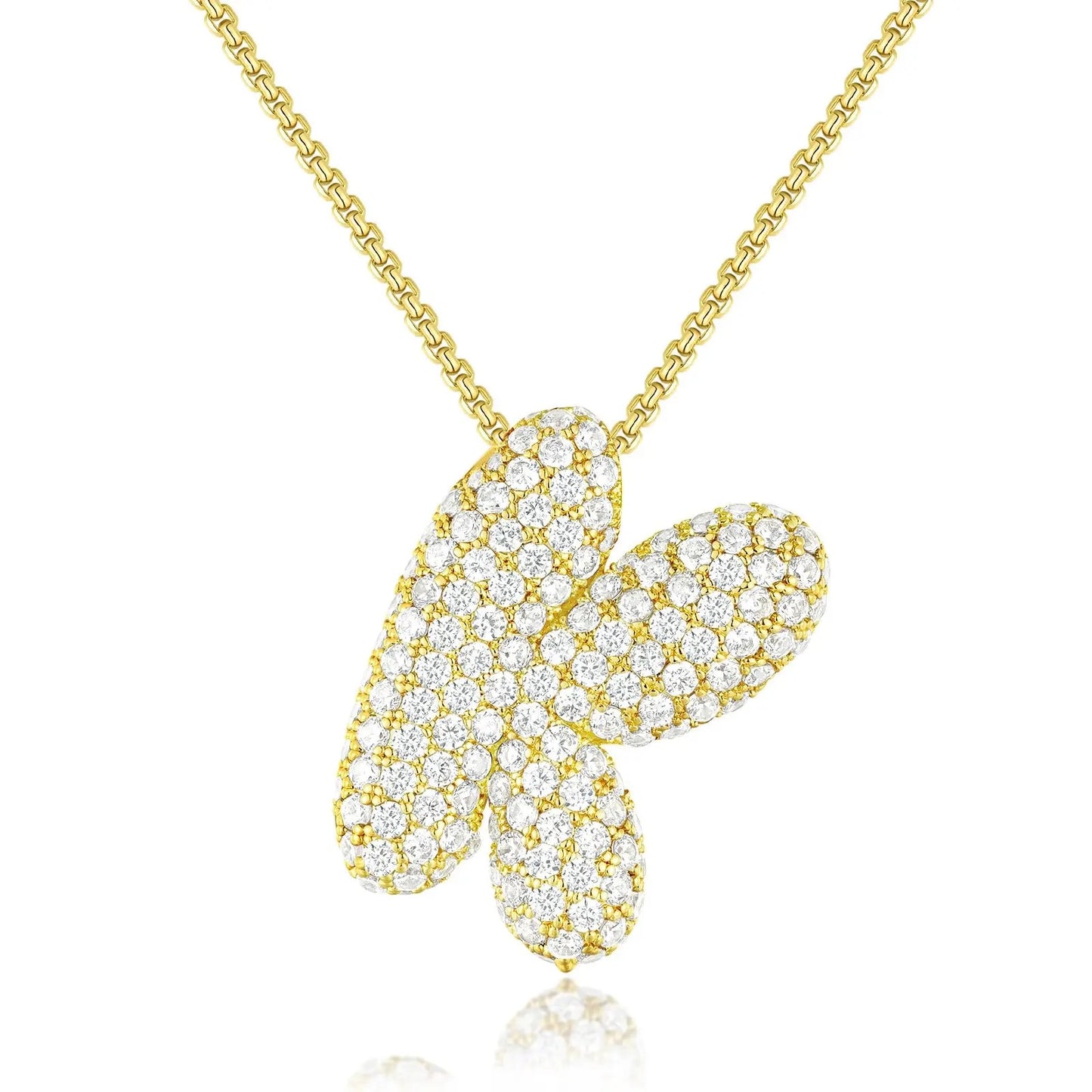Chunky Diamond Bubble Letter Necklace