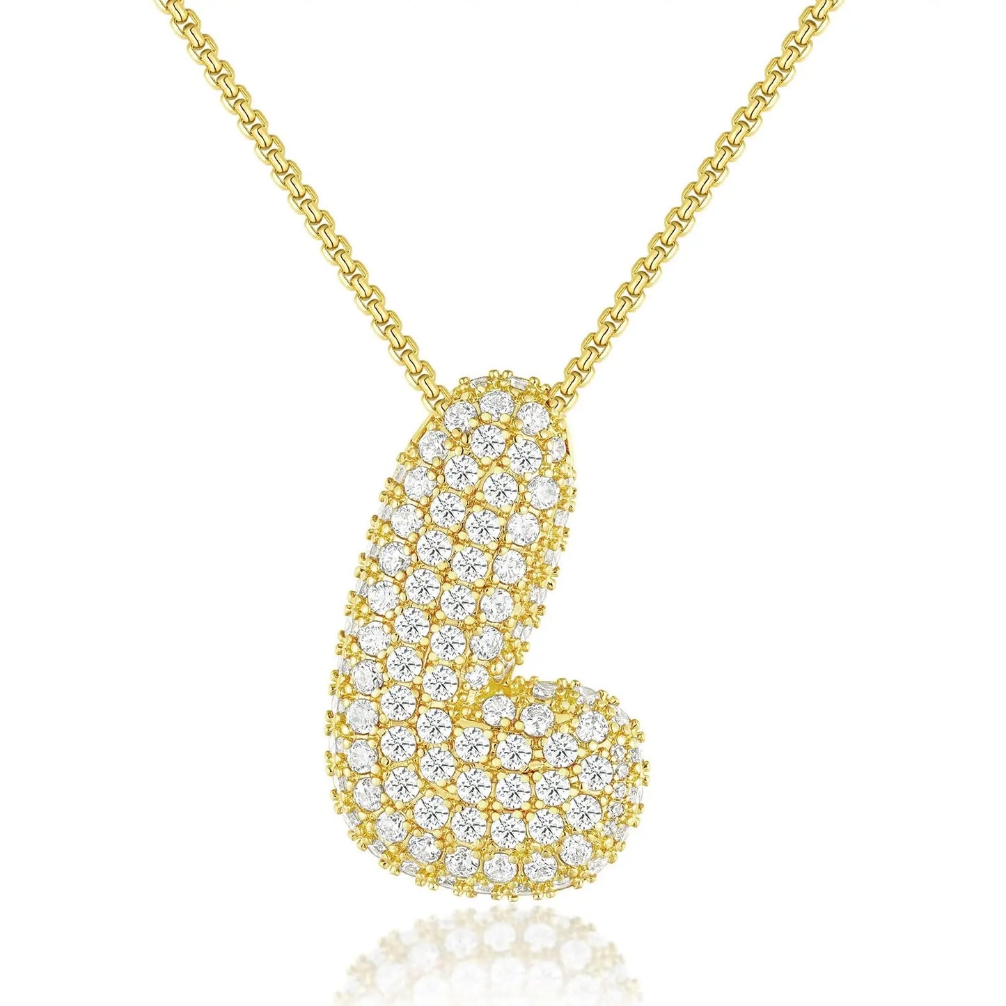 Chunky Diamond Bubble Letter Necklace