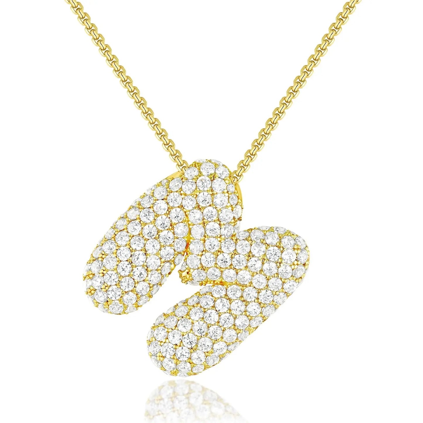 Chunky Diamond Bubble Letter Necklace