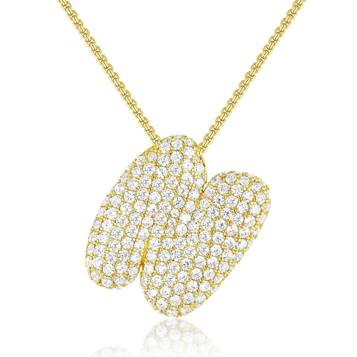 Chunky Diamond Bubble Letter Necklace
