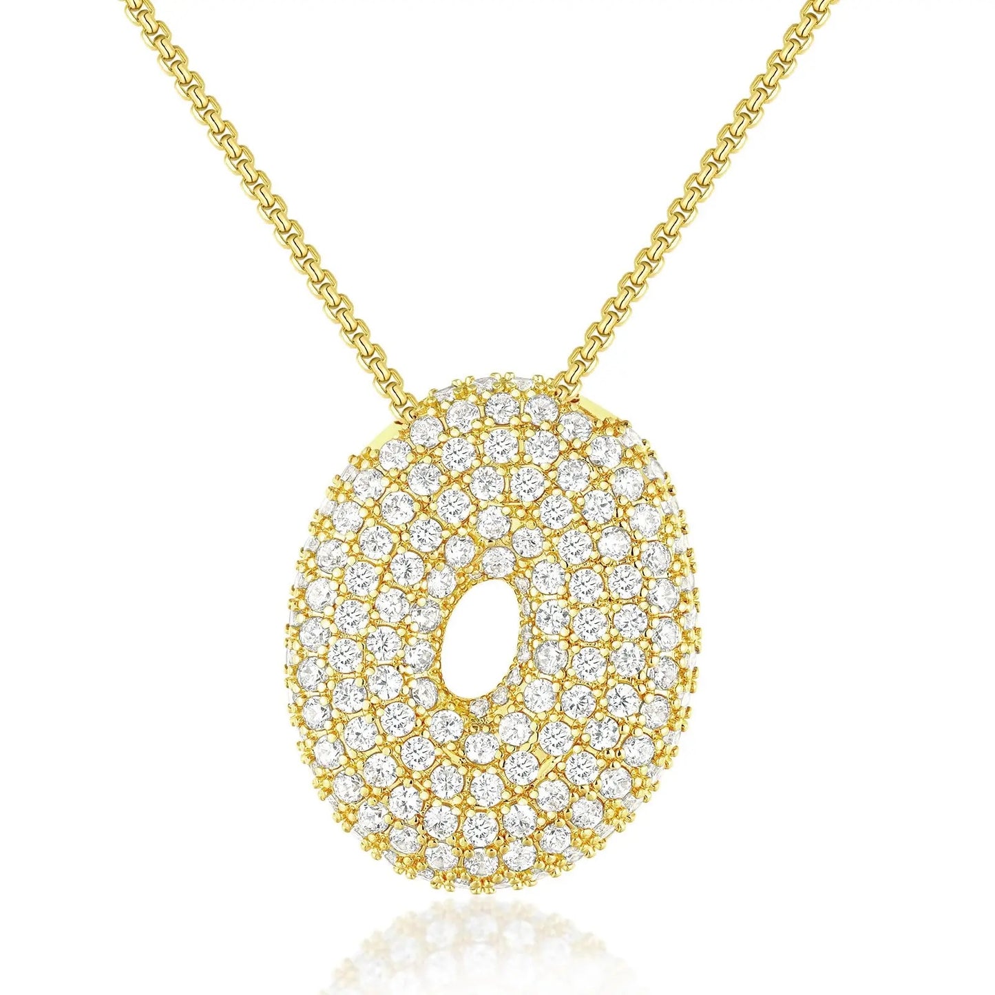 Chunky Diamond Bubble Letter Necklace