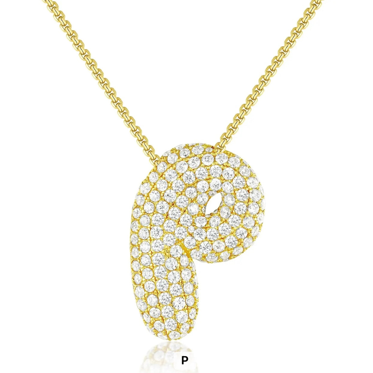 Chunky Diamond Bubble Letter Necklace