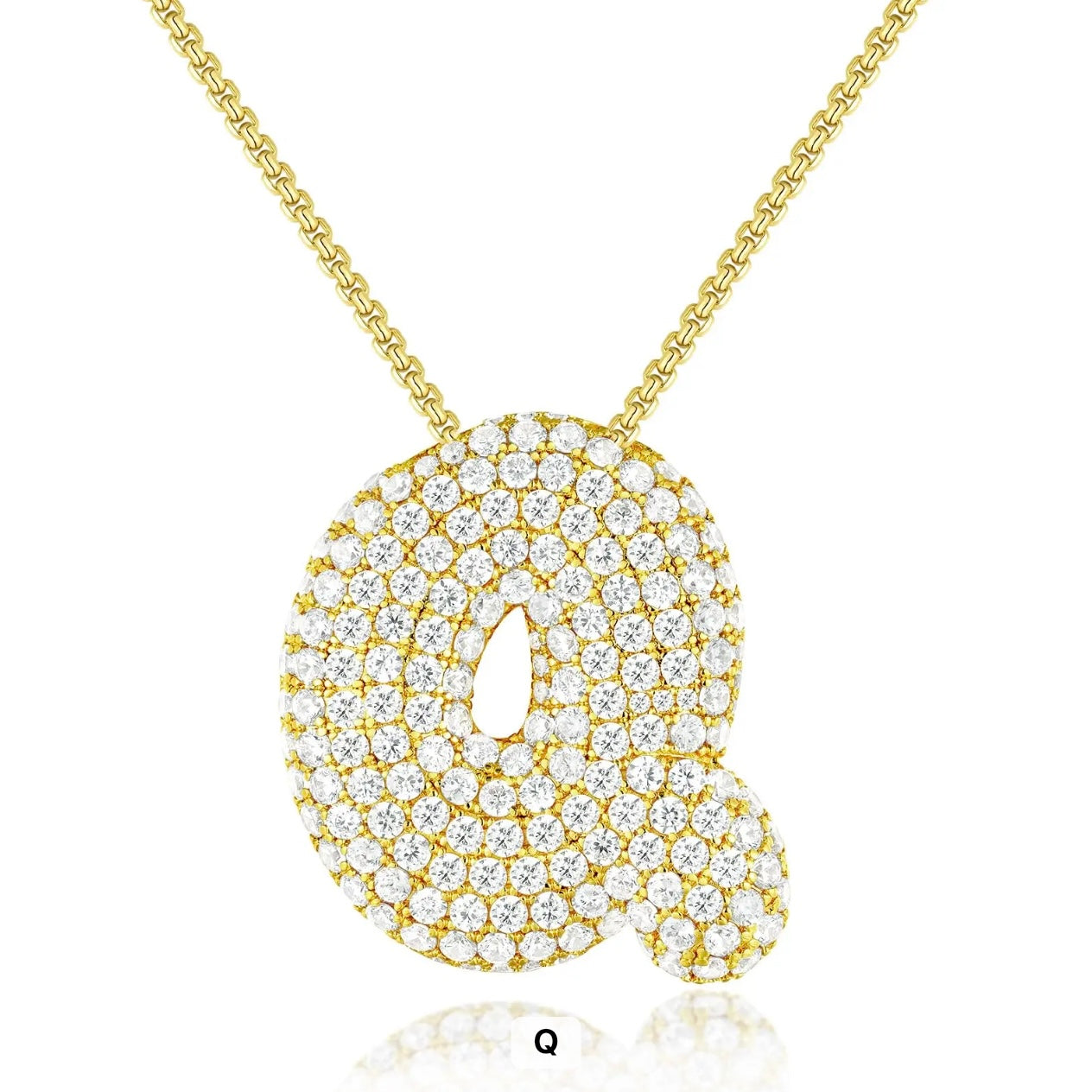 Chunky Diamond Bubble Letter Necklace