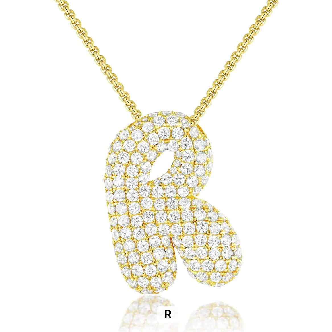 Chunky Diamond Bubble Letter Necklace