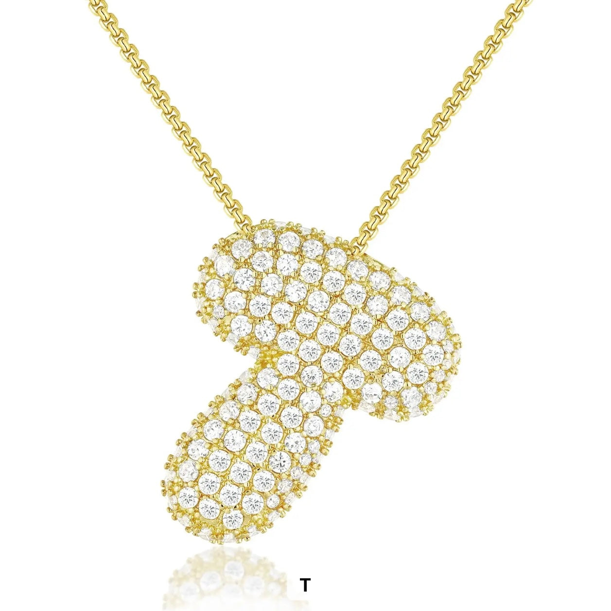 Chunky Diamond Bubble Letter Necklace
