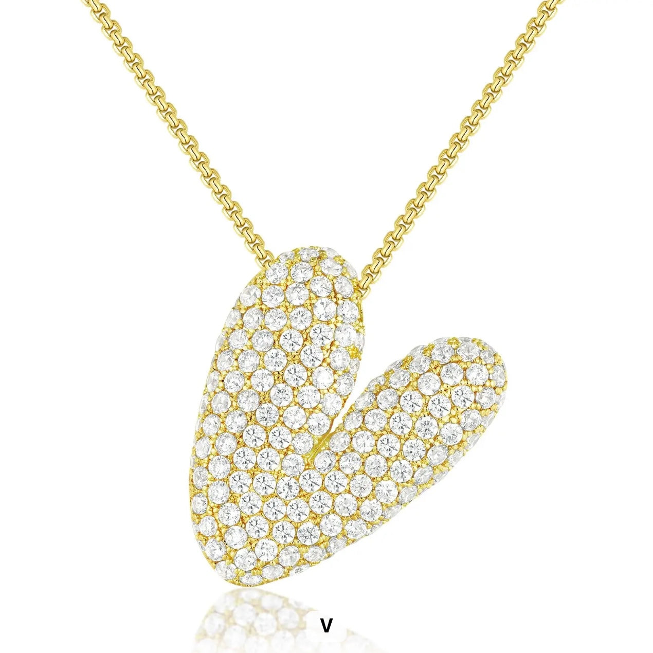Chunky Diamond Bubble Letter Necklace