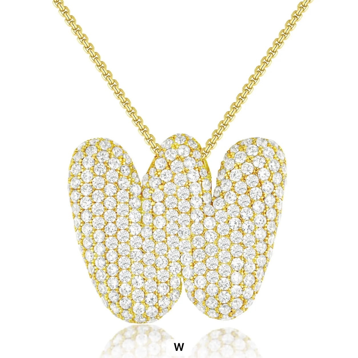 Chunky Diamond Bubble Letter Necklace