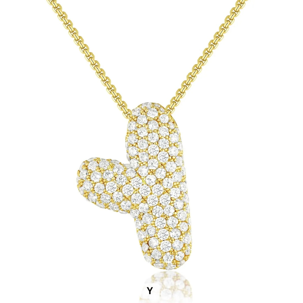 Chunky Diamond Bubble Letter Necklace