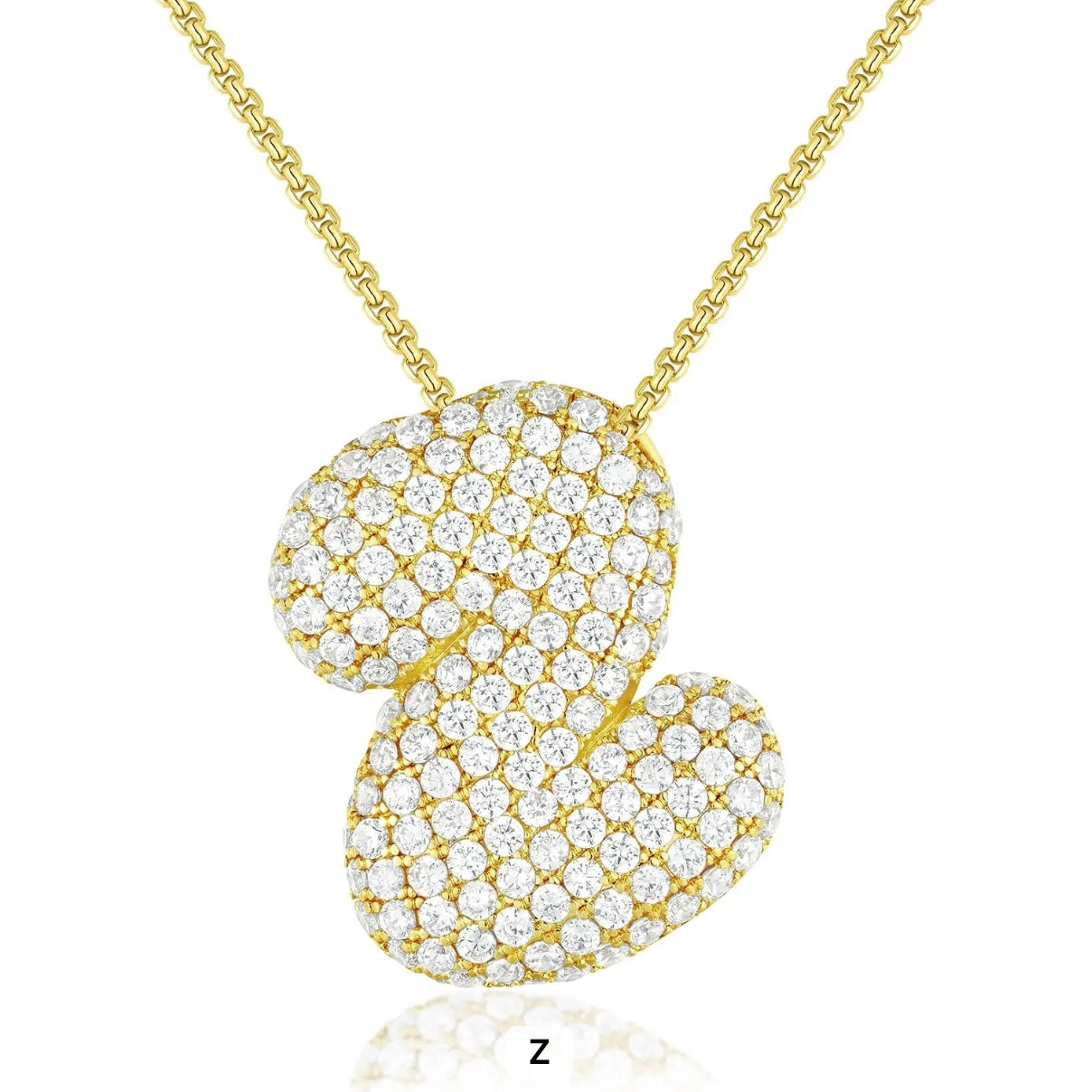 Chunky Diamond Bubble Letter Necklace