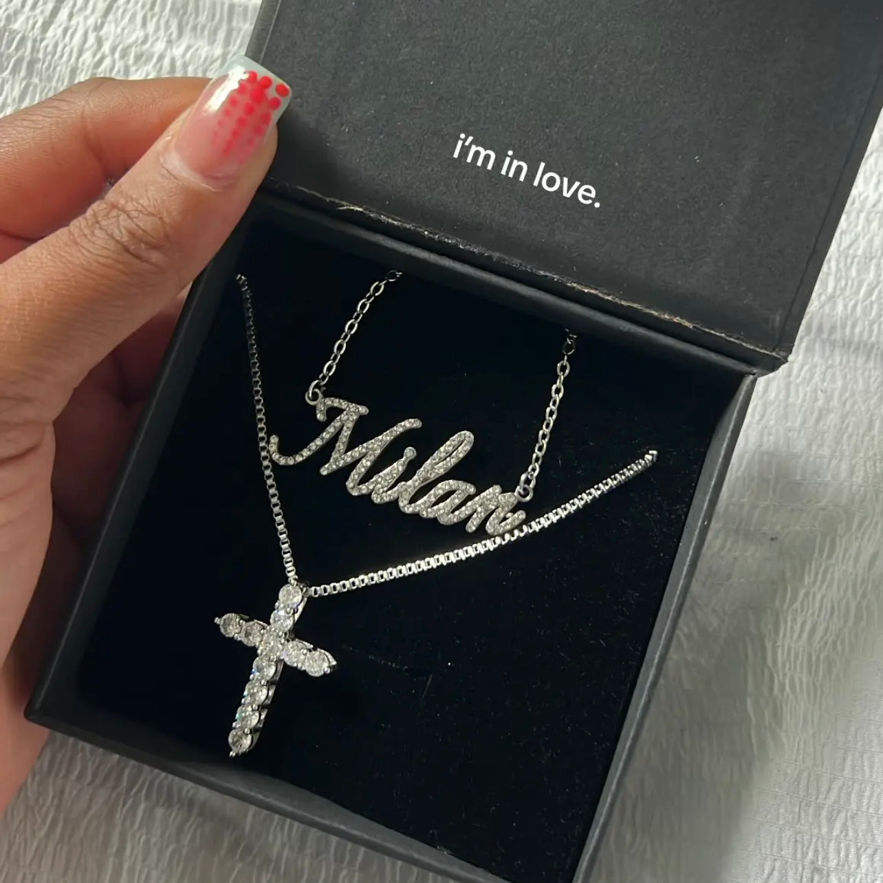 Diamond Cursive Name Necklace - Stainless Steel