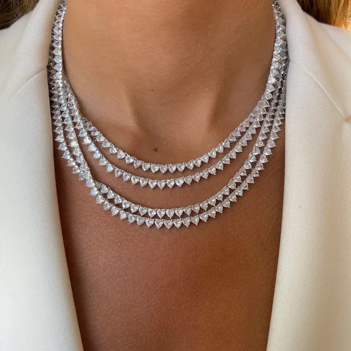 Diamond Heart Tennis Necklace