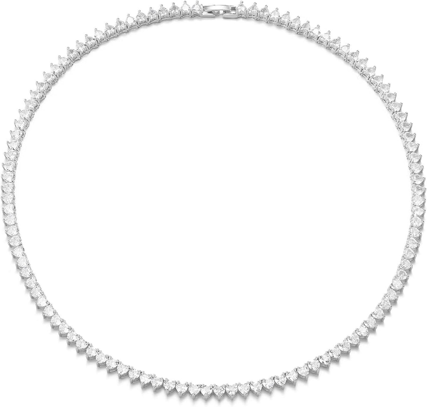 Diamond Heart Tennis Necklace