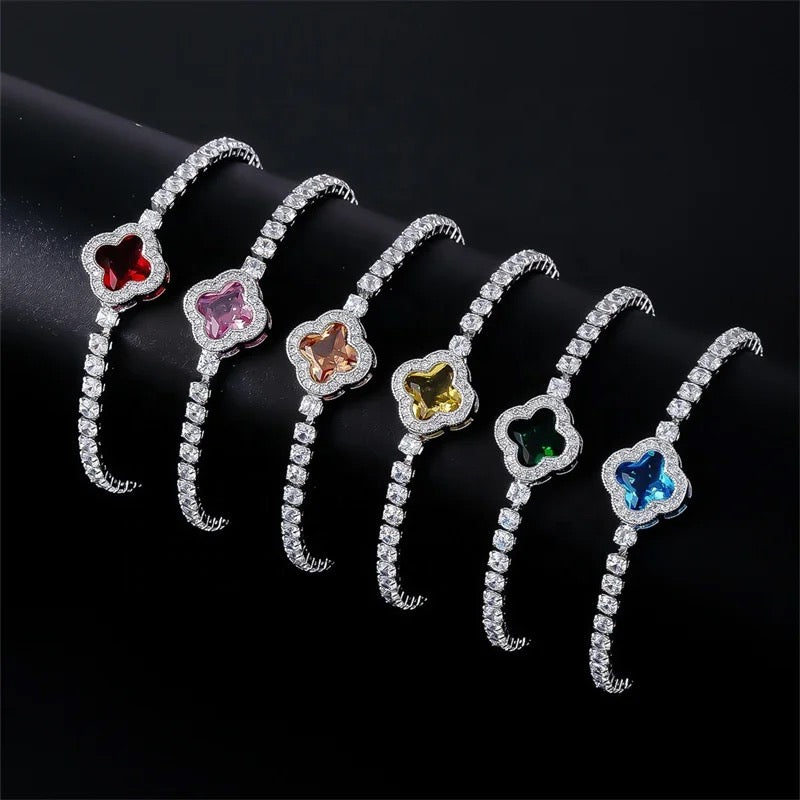 Diamond Clover Tennis Bracelet - Clear