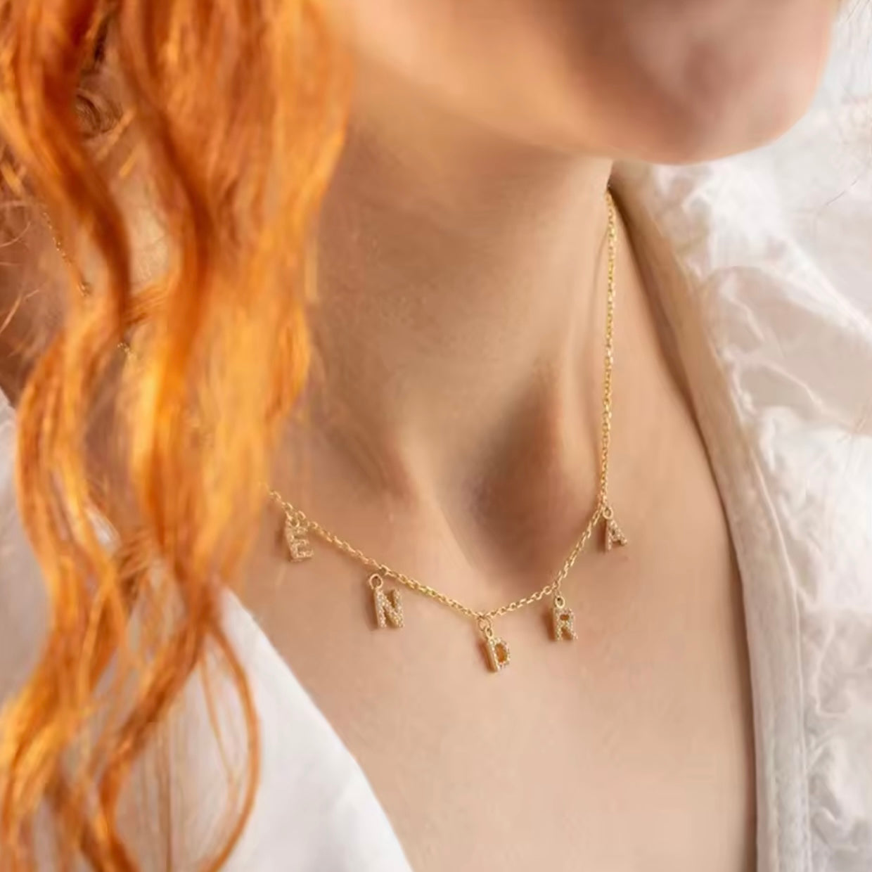 Dangling Charm Custom Crystal Name Necklace