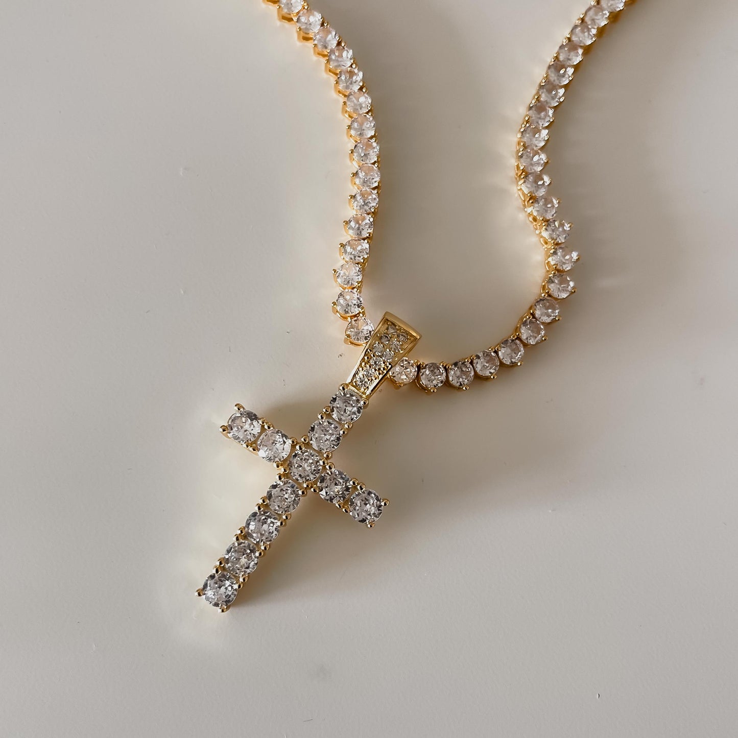 Diamond Cross Tennis Necklace