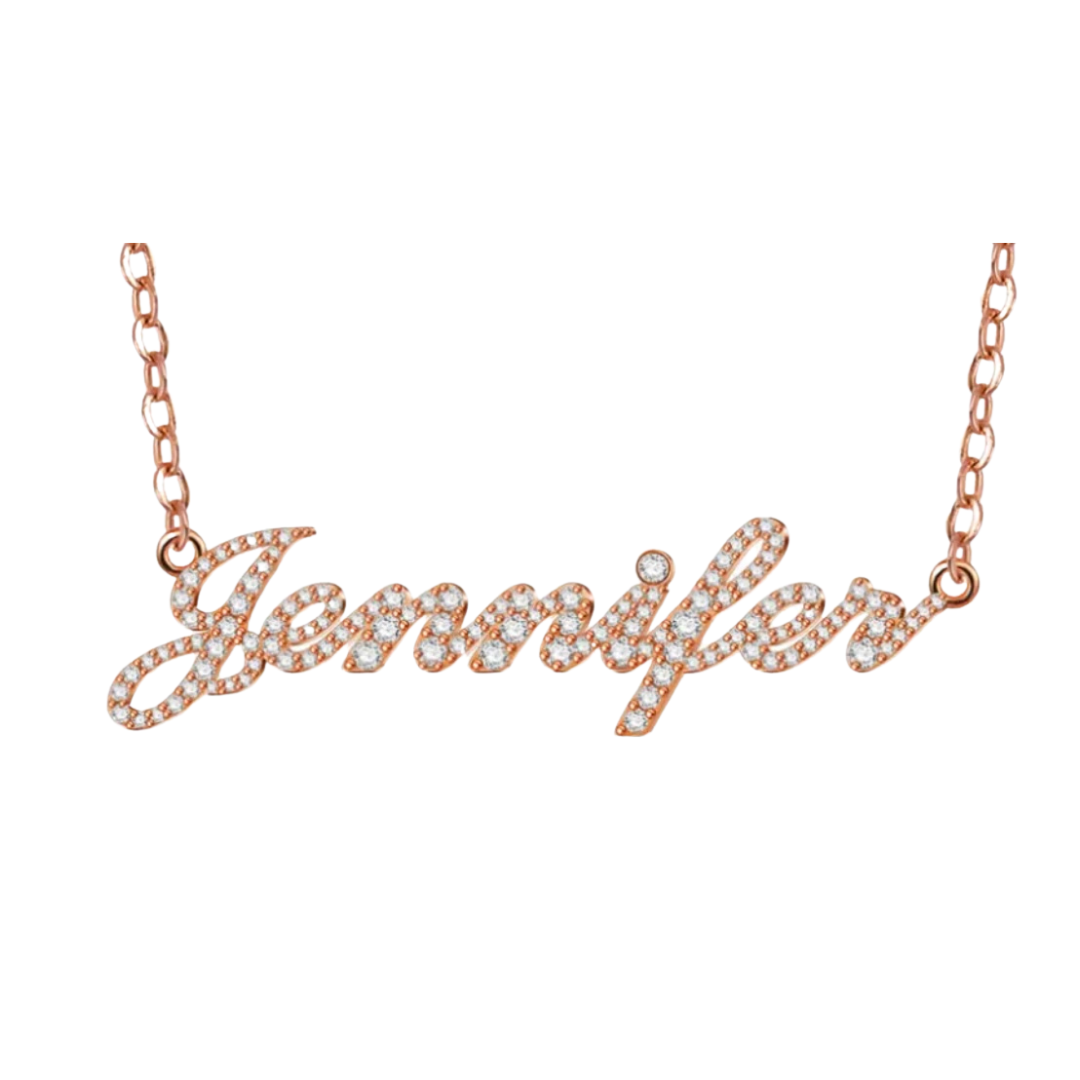Diamond Cursive Name Necklace - Sterling Silver