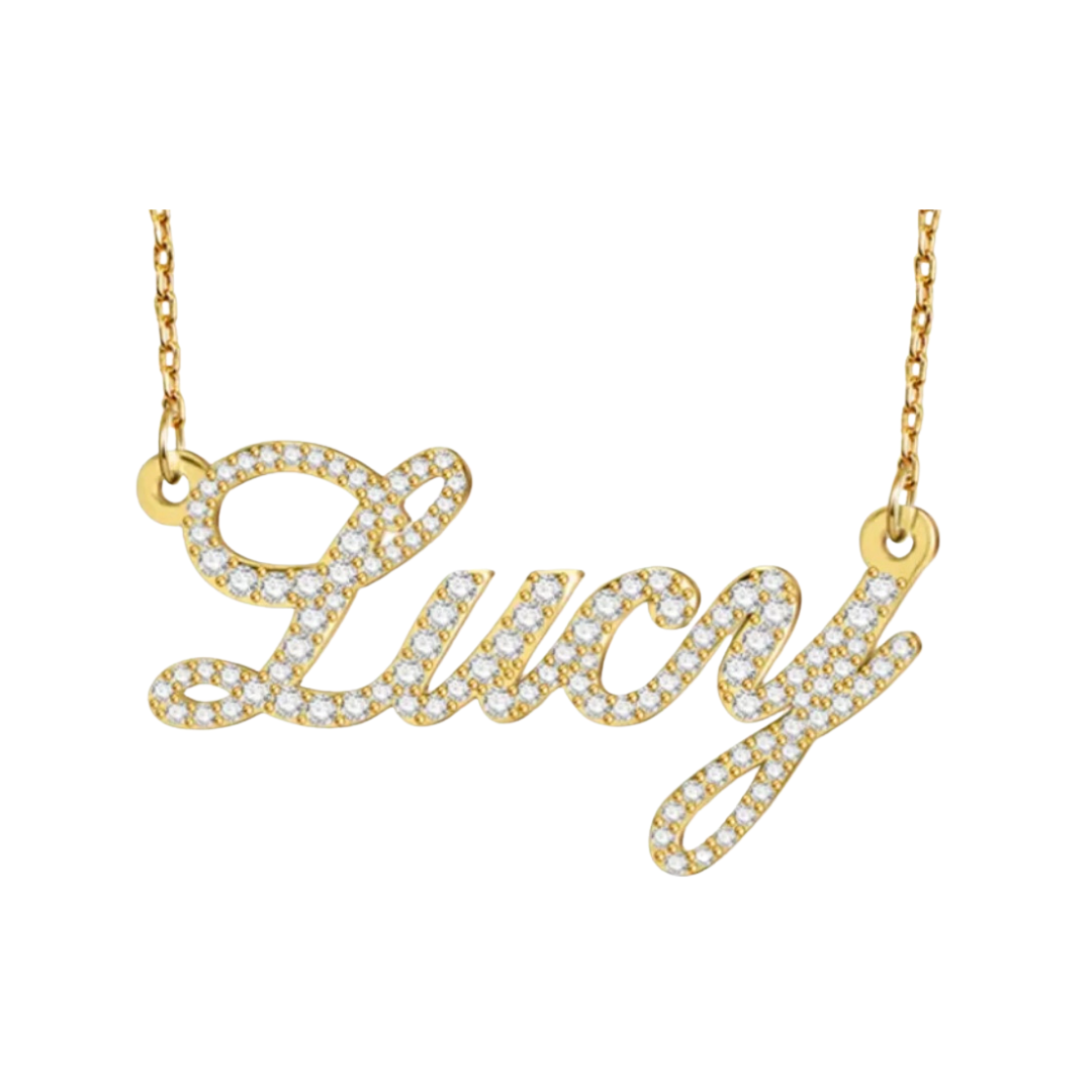 Diamond Cursive Name Necklace - Sterling Silver